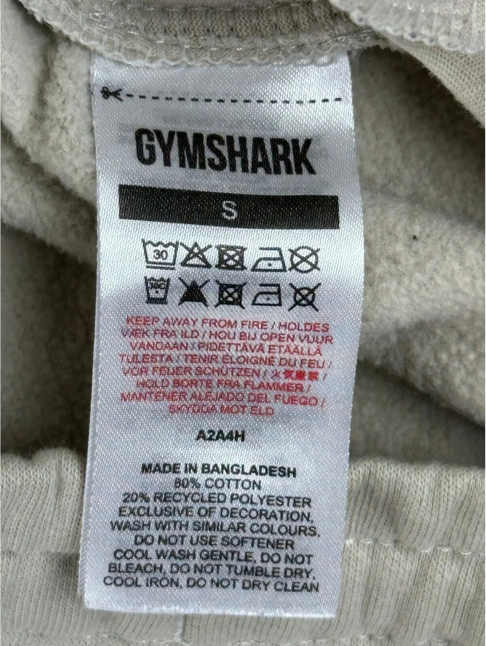 Gymshark Crest Joggers Mens Small Beige Tan Slim Fit Fleece Sweatpants Pants S